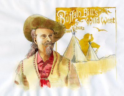 William Frederick Cody – známý jako Buffalo Bill – Portrét Buffalo Billa (1846-1917), plukovník William Cody – ilustrace Alessandro Lonati od Alessandro Lonati