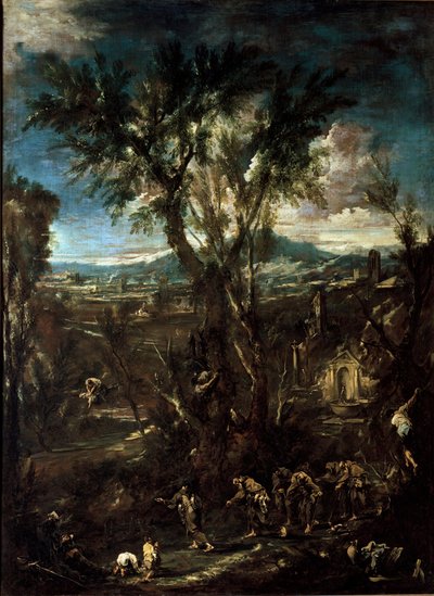 Obraz Fantastická krajina s mnichy od Alessandra Magnasca dit il Lissandrino (1667-1749) 1720 Rozměr.237x175 cm Pinacoteca di Brera Milan od Alessandro Magnasco