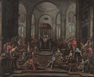 Interiér synagogy od Alessandro Magnasco
