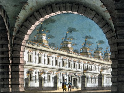 Scénografie Sanquirica k opeře „“Il pirata“ (Pirát) od Vincenza Belliniho od Alessandro Sanquirico