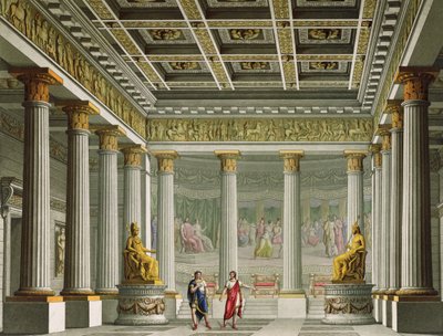 Audienční sál v Aegistheově paláci, návrh pro balet "Orestes" v divadle La Scala, Milán, 1826 od Alessandro Sanquirico