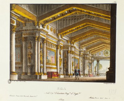 Velký sál Královského paláce Scénografie pro představení opery „Elisabetta, Regina d
