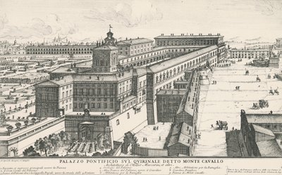 Papežský palác na kopci Quirinale, také známý jako Monte Cavallo, kresba a rytina Alessandro Specchi (1668-1729), Itálie od Alessandro Specchi