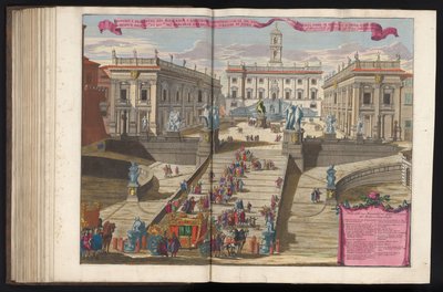 Past na náměstí Piazza del Campidoglio te Rome Kresba a pohled na moderní římské Campidoglio (...) (název na objektu) od Alessandro Specchi