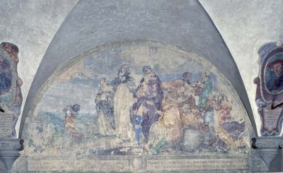 Svatý Antoninus káže kupci, kterého zachránil před hroznou bouří, luneta (freska) od Alessandro Tiarini