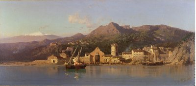 Pohled na sicilskou Taorminu s Etnou v pozadí, 1868 od Alessandro la Volpe
