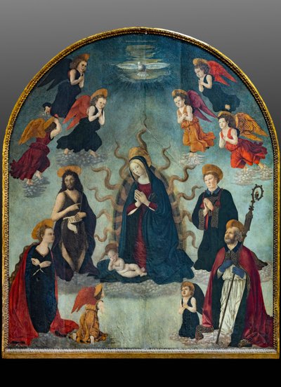 Madonna a dítě se svatými (olej na desce) od Alessio & Scheggini Michele da Larciano (known as Graffione) (1470 85) Baldovinetti