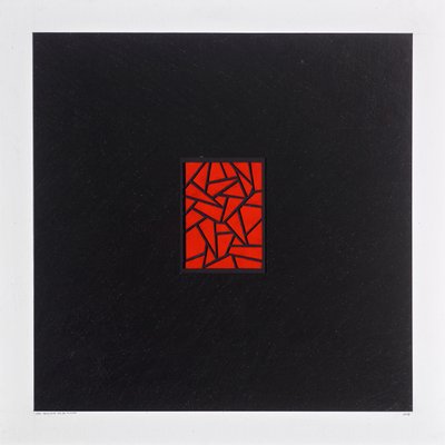 Red Bits on Black, 2021 (smalt na kartě) od Alex Dunn