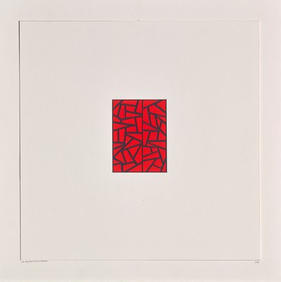 Red Bits on White, 2021 (smalt na kartě) od Alex Dunn