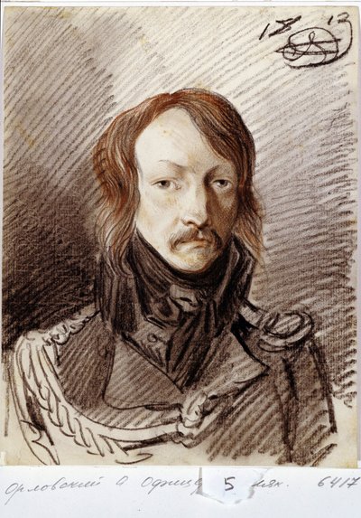 Portrét Alexeje Pavloviče Lanskoye (1789-1855). (Portrét A.P. Lanskoye). Dílo Alexandra Osipoviče Orlowského (1777-1832), tužka a sangvinik na papíře od Alexander Orlowski