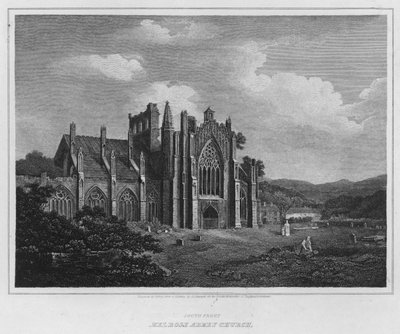 South Front, Melrose Abbey Church (rytina) od Alexander (after) Nasmyth
