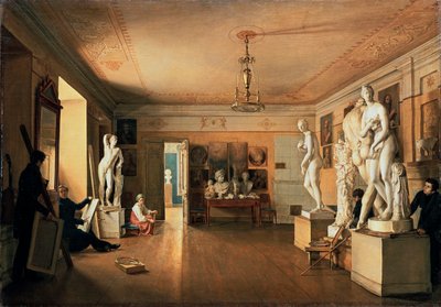 Ateliér umělce Alexeje Venetsianova v Petrohradě, 1827. od Alexander Alexeyev