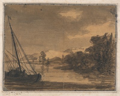 Řeka a loď od Alexander Cozens