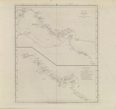 Plány přístavů, Dalrymple, Alexander vydáno v roce 1791 ID číslo 41167-2001 Plošná mapa části Perského zálivu, částečně opravená poručíkem Edwardem Harveyem 1778. od Alexander Dalrymple