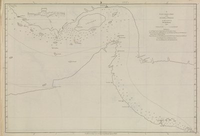Plány přístavů, Dalrymple, Alexander vydáno v roce 1791 ID číslo 41167-2001 Plošná mapa části Perského zálivu, částečně opravená poručíkem Edwardem Harveyem 1778. od Alexander Dalrymple