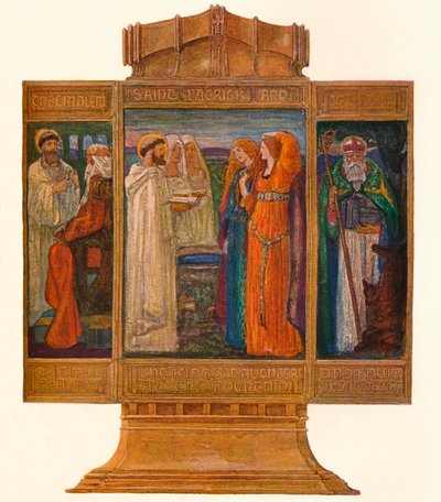 Triptych v Malovaných emailech: Výjevy ze života sv. Patrika, 1903 od Alexander Fisher