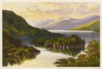 Skotské jezero Loch Scenery: Loch Katrine (barevná litografie) od Alexander Francis (after) Lydon