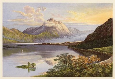 Skotské jezero Loch Scenery: Loch Maree (barevná litografie) od Alexander Francis (after) Lydon