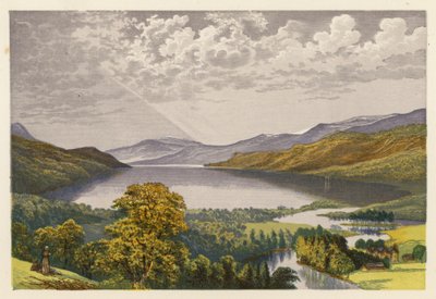 Skotské jezero Loch Scenery: (barevná litografie) od Alexander Francis (after) Lydon