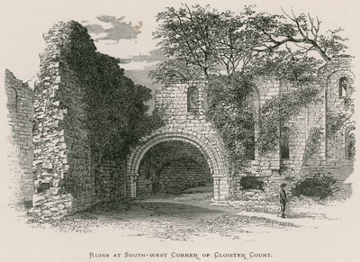Kirkstall Abbey, Ruiny na jihozápadním rohu Cloister Court od Alexander Francis Lydon