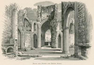 Melrose Abbey, Nave a North and South Aisle (rytina) od Alexander Francis Lydon