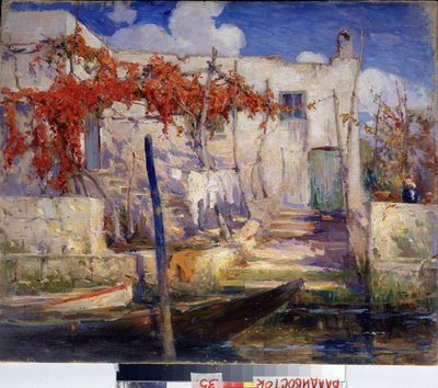 Venkov. Na jihu. (Krajina. Na jihu). Obraz Alexandra Fjodoroviče Gauše (1873-1947), olej na plátně, ruské umění, počátek 20. století. Státní umělecká galerie Primorsk, Vladivostok (Rusko). od Alexander Gaush