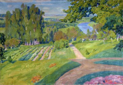 Venkovský statek. Obraz Alexandra Fjodoroviče Gauše (1873-1947), olej na plátně, kolem roku 1910, ruské umění, secese. Regionální muzeum umění M. Vrubela, Omsk (Rusko). od Alexander Gaush