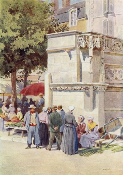 Blois, fontána Ludvíka XII., na tržišti (barva litho) od Alexander Henry Hallam Murray
