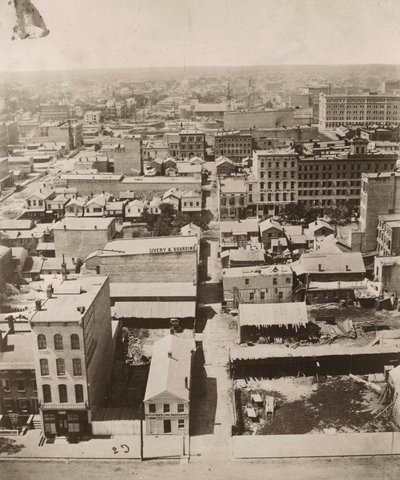 Pohled na západ z kopule soudní budovy v Chicagu, 1858 od Alexander Hesler