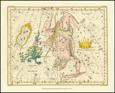 1822 - Alexander Jamieson - Corona Borealis, Herkules a Cerberus a Lyra od Alexander Jamieson