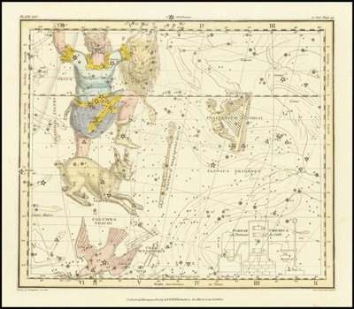 1822 - Alexander Jamieson - Orion, Psaltriem Georgii, Sceptrum Brandenburgium, Lepus a Columba Noachi od Alexander Jamieson