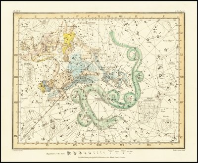 1822 - Alexander Jamieson - Ursa Minor - Malý medvěd zobrazující také Kasiopeju, Draka a Cefea od Alexander Jamieson