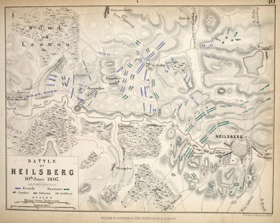 Mapa Heilsbergu, kterou vydal William Blackwood and Sons, Edinburgh und London, 1848 (ručně kolorovaná rytina) od Alexander Keith Johnston