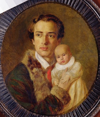 Portrét Alexandra Herzena se svým synem, 1840 od Alexander Lavrentievich Vitberg