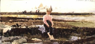 Mladá dívka pádlování (akvarel) od Alexander M. Rossi