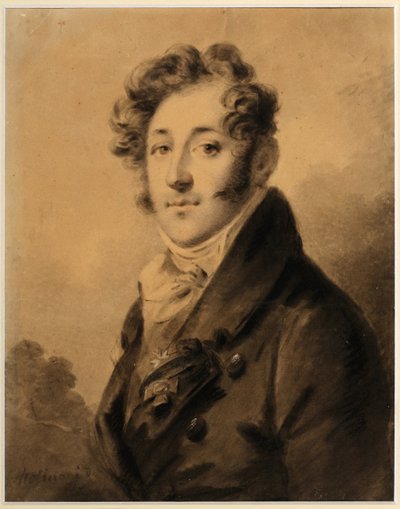 Portrét Konstantina Jakovleviče Bulgakova (1782-1835) - Dílo Alexandra (Alexandra) Molinariho (1772-1831), Sangvinik a křída na papíře, cca 1800, 28x22,3 cm - (Portrét Konstantina Jakovleviče Bulgakova, sangvinik, černá chalk bílá barva na od Alexander Molinari