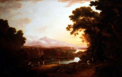 Italská krajina s tančícími rolníky (olej na plátně) od Alexander Nasmyth