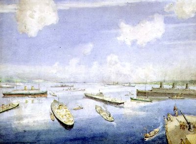 Válečná doprava na jezeře Gair Loch (akvarel) od Alexander Nesbit Paterson