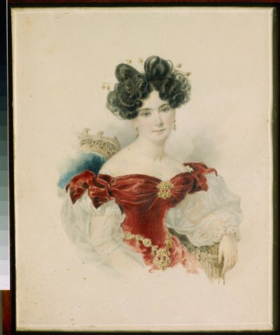 Portrét princezny Natalie Viktorovny Kotchoubei (1800-1854) - Akvarel na papíře od Alexandra Briullova (Alexandre Briullov) (1798-1877) od Alexander Pavlovich Briullov