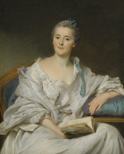 Portrét Marie-Françoise Julie Constance Filleul, markýza de Marigny s knihou od Alexander Roslin