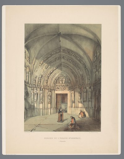 Bergportaal van Sint-Servaasbasiliek te Maastricht Veranda kostela St Servais, v Maestrichtu (titul na objektu) Starověké památky architektury od jedenáctého století do třináctého století v Limburg (název série) od Alexander Schaepkens
