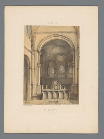 Interiér baziliky svatého Serváce v Maastrichtu St. Servais (interiér) (titul na objektu) Monuments de Maastricht (název série) od Alexander Schaepkens