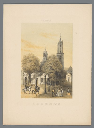 Starý strážní dům s náměstím v Maastrichtu Place du gouvernement (název na objektu) Monuments de Maastricht (název série) od Alexander Schaepkens
