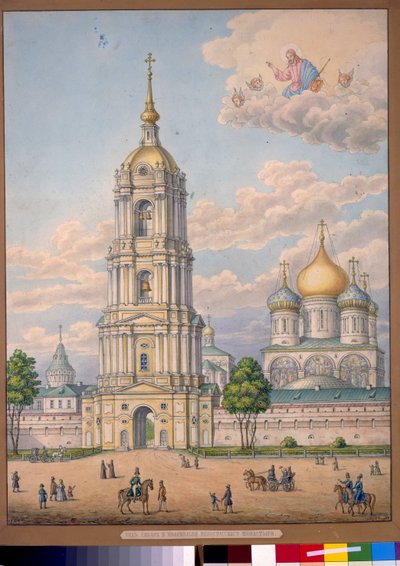 Klášter Nového Spasitele v Moskvě (Rusko) - dílo Alexandra Sergejeviče Kutepova (1781-1855), akvarel od Alexander Sergeyevich Kutepov