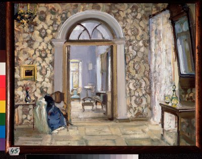 Přijímací místnost Obninského panství Belkino - dílo Alexandra Valentinoviče Sredina (Sredine) (1872-1934), olej na kartonu - ruské umění, konec 19.-začátek 20. století, modernismus - stát od Alexander Sredin