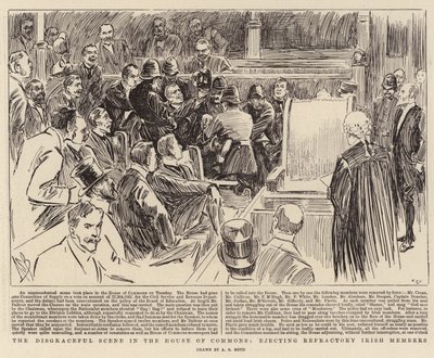 Hanebná scéna v Dolní sněmovně, vyhození vzdorujících irských poslanců od Alexander Stuart Boyd