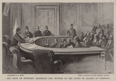 Proces s osmnácti Armény za vraždu u Soudního dvora ve Stamboulu od Alexander Stuart Boyd