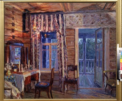 Interiér s ikonou lampy. Obraz Alexandra Viktoroviče Moravova (Alexander Victor) (1878-1951), olej na plátně od Alexander Viktorovich Moravov