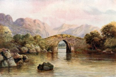 Brickeen Bridge, Lower Lake, Killarney (barevná litografie) od Alexander Williams