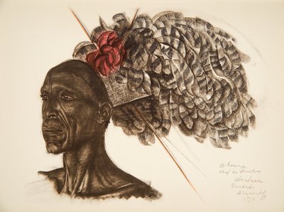 Aboura, šéfkuchař Ababoua (Bambili), z Kresby a malby Afriky, popravený během expedice Citroen Centre Afrique, druhá mise Haardt Audouin-Dubreuil, hospoda. Paříž, 1927 od Alexander Yakovlev